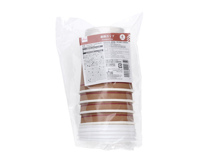 断熱カップ（ナチュラル、蓋付、４個）