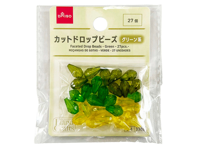 カットドロップビーズ（グリーン系、27個） - 100均 通販 ダイソー 
