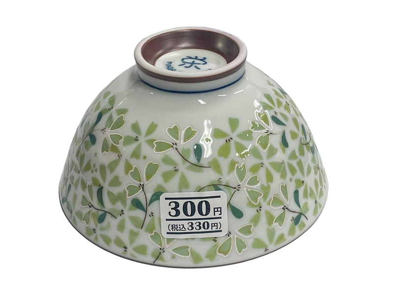 美濃焼　茶碗　小花グリーン