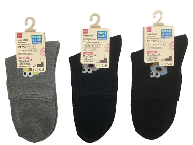 アンクルソックス（吸水速乾、抗菌防臭、モンスタードーナッツ）