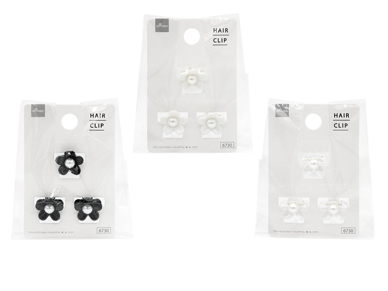 フラワーミニバンスセット（フェイクパール、黒、白、クリア）