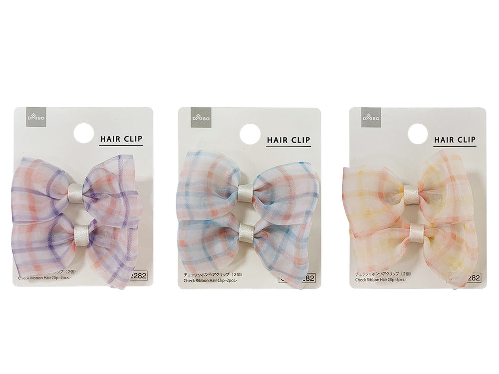 チェックリボンヘアクリップ（２個） - 100均 通販 ダイソーネット