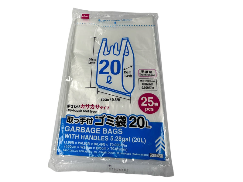 取っ手付ゴミ袋（半透明、２５枚）