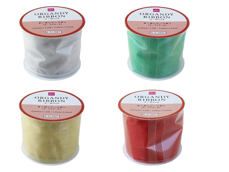 新作♡リバティ オーガンジーリボン♡ オーガンジーリボン（ドット＆スター、20mm×2．5m、ワイヤー入