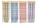 チェック柄マフラー（フリンジ付、パステルカラー）
