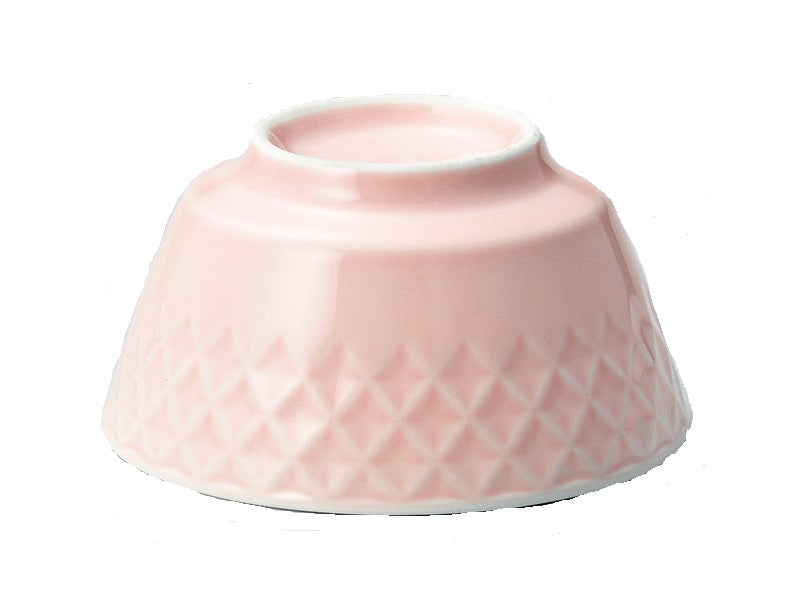 茶碗（菱彫、ピンク）