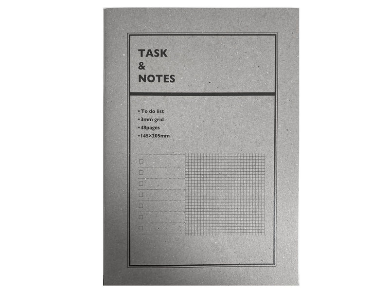 タスク管理ノート（Ａ５、ＴＯＤＯ＋３ｍｍグリッド罫、４８ページ、グレー）