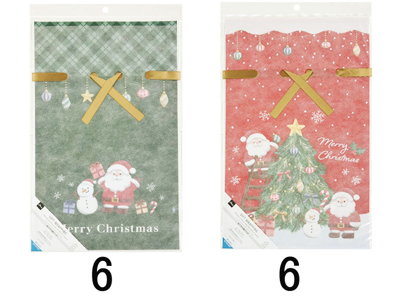 底マチ巾着バッグ（クリスマス、ファミリー）
