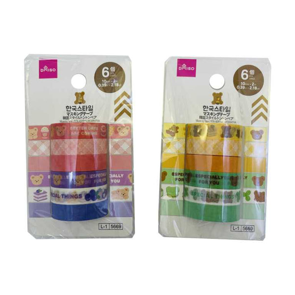 マスキングテープ（韓国スタイルトントンベア、6個） - 100均 通販