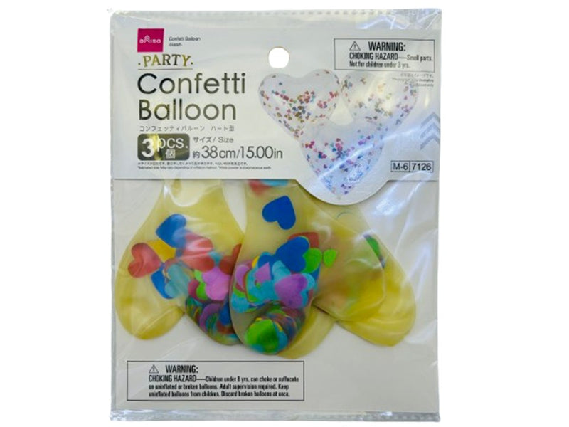 コンフェッティバルーン、３個（ハート型）