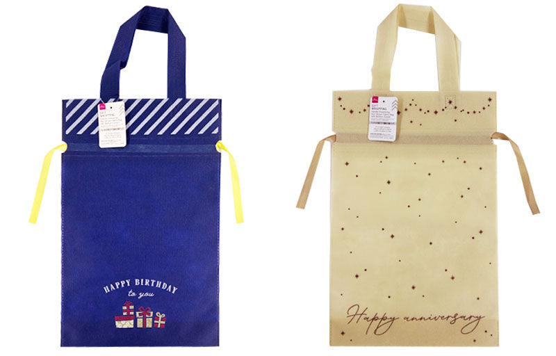 ハンドル付底マチ不織布巾着バッグ（バースデー）