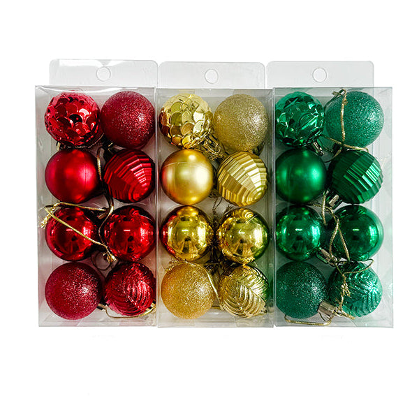 クリスマスボール（8個、ゴールドカラー、レッド、グリーン） - 100均