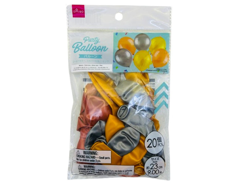 バルーン（約９インチ、２０個、ゴールドカラー、シルバーカラー、ピンク）