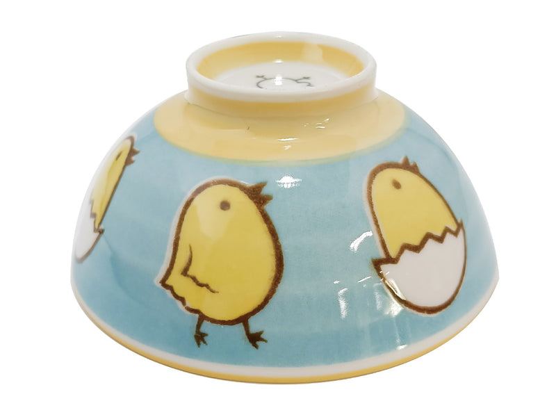 美濃焼子供茶碗（ひよこ、ブルー）