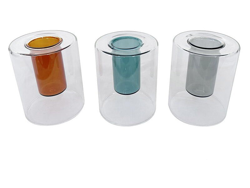 ダブルウォールガラス花瓶（円筒型）
