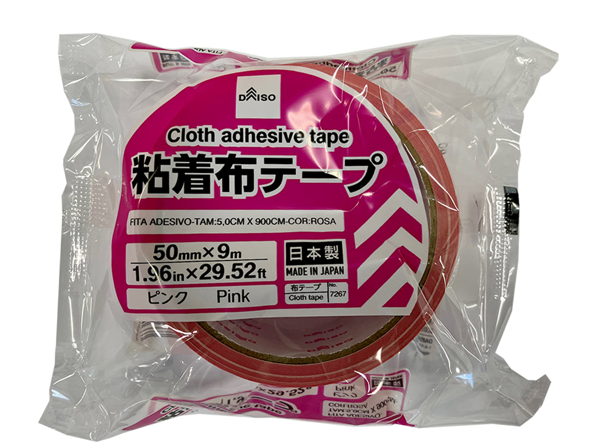 布ガムテープ　　ピンク　60個入り 原産国：日本 材質：ゴム系粘着剤、ポリエチレン、合繊布 商品サイズ