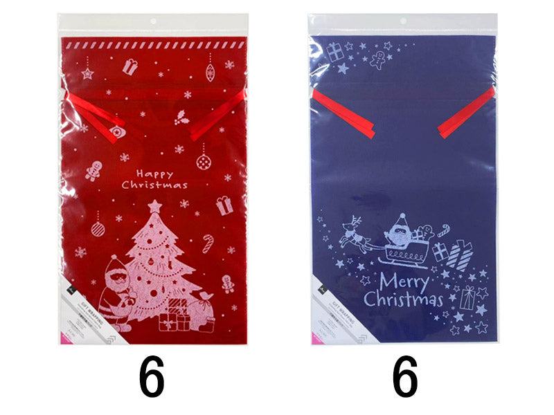 不織布巾着バッグ（クリスマス、ファミリー）