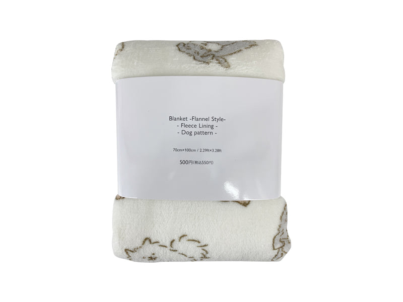 ブランケット（フランネル調、裏面ボア、いぬ柄）