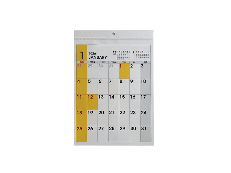 壁掛けカレンダー（縦型、１２カラー）