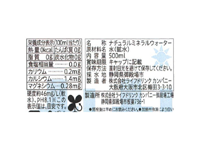 ライフドリンクカンパニー　ＥＸＰＯ２０２５ミャクミャク天然水　５００ｍｌ
