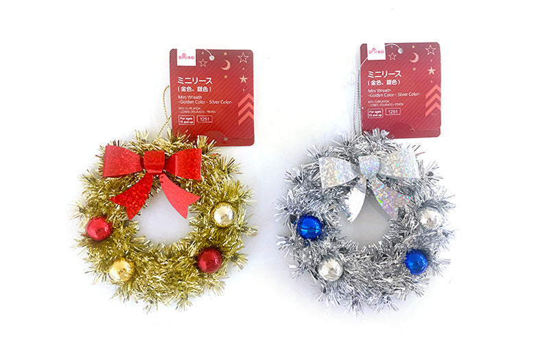 ミニクリスマスリース（金色、銀色）