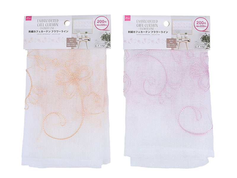 刺繍カフェカーテン（フラワーライン） - 100均 通販 ダイソーネット