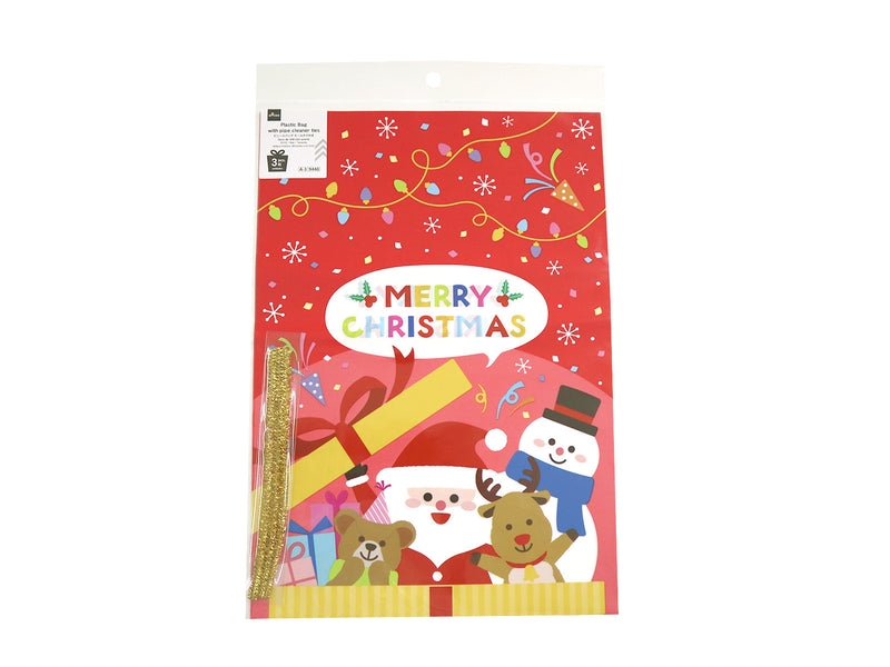 ラッピングバッグ（３枚、ポップクリスマスＲ）