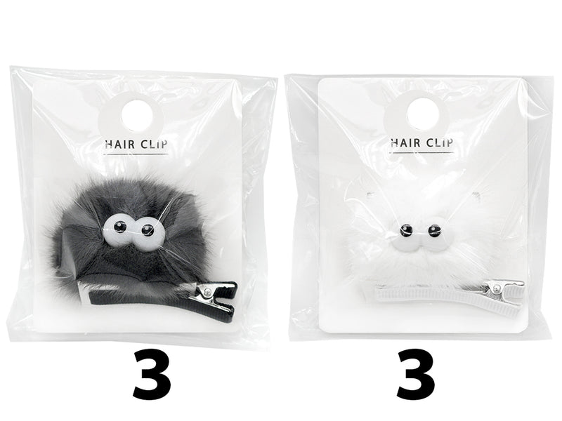 ヘアクリップ（ギョロ目モンスター、モノトーン）