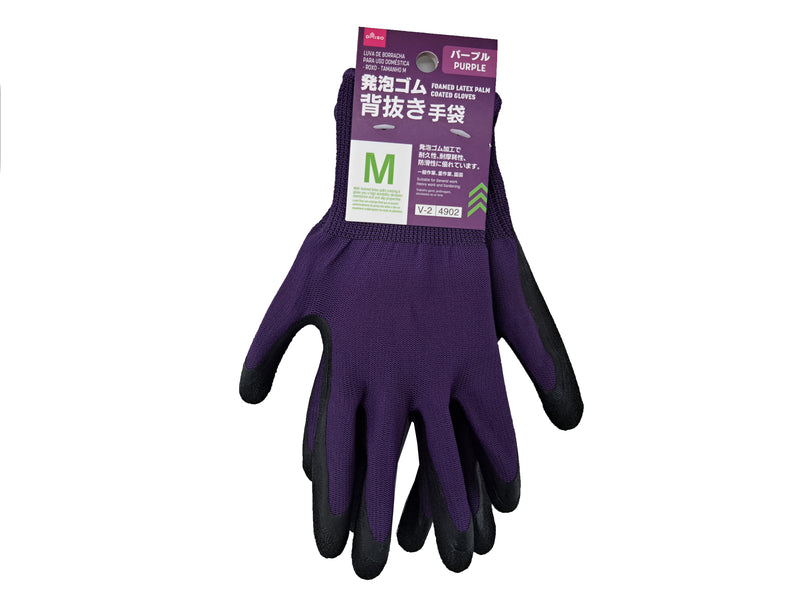 発泡ゴム背抜き手袋（パープル、Ｍ）