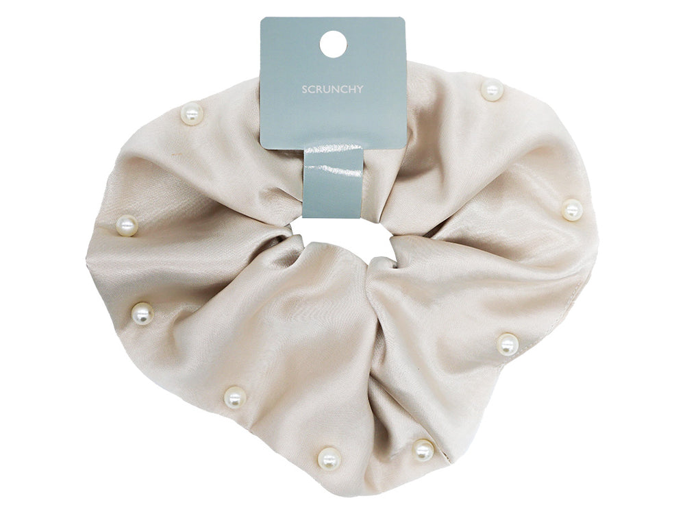 シュシュ（サテン、フェイクパール付BE） - スリーピーネットストア