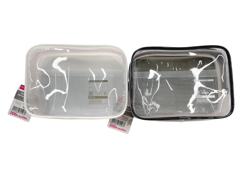 マチ付ポーチ（メッシュポケット、モノトーン）