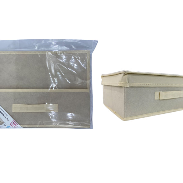スタッカブル不織布収納BOX（カラーボックスハーフサイズ、ベージュ