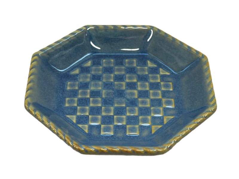 豆皿（八角、ブルー、約７．５ｃｍ）
