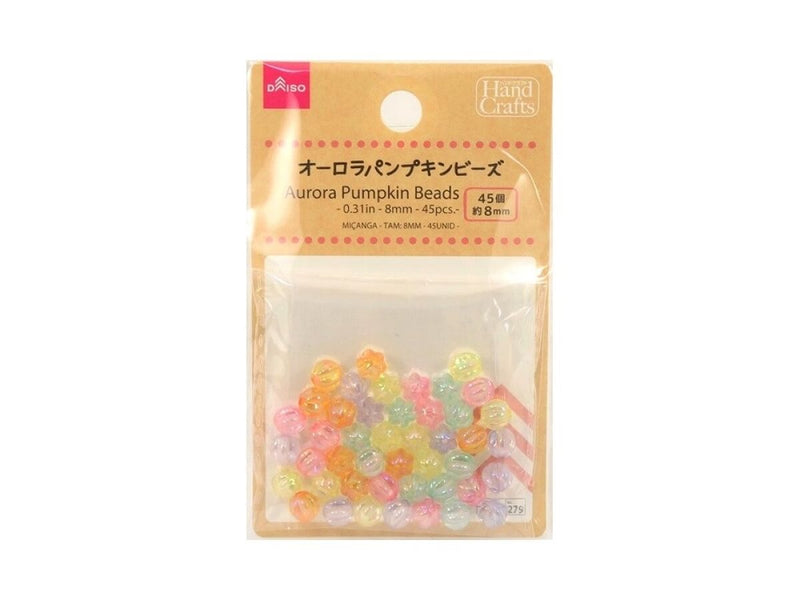 オーロラパンプキンビーズ （約８ｍｍ、４５個）