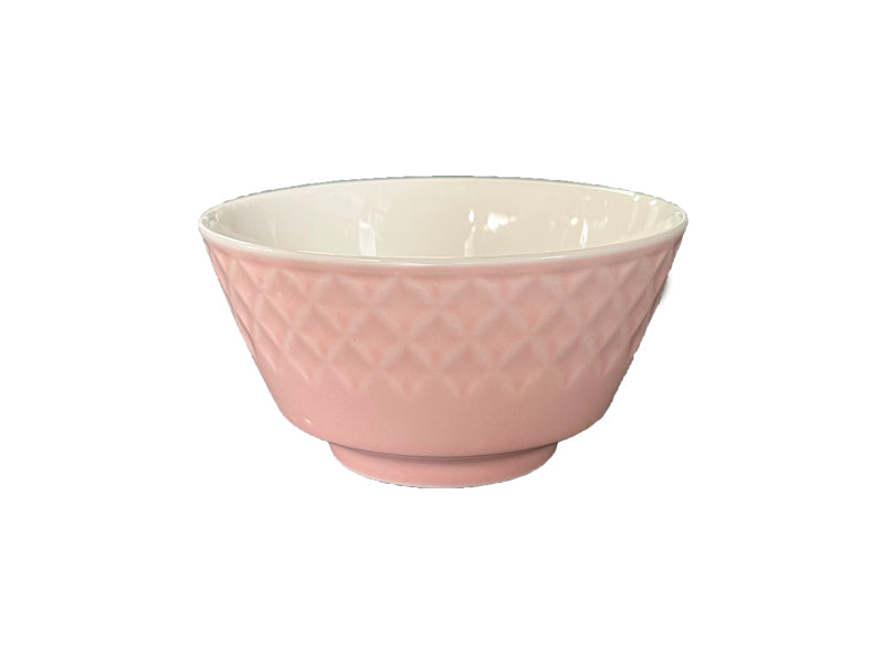 茶碗（菱彫、ピンク）