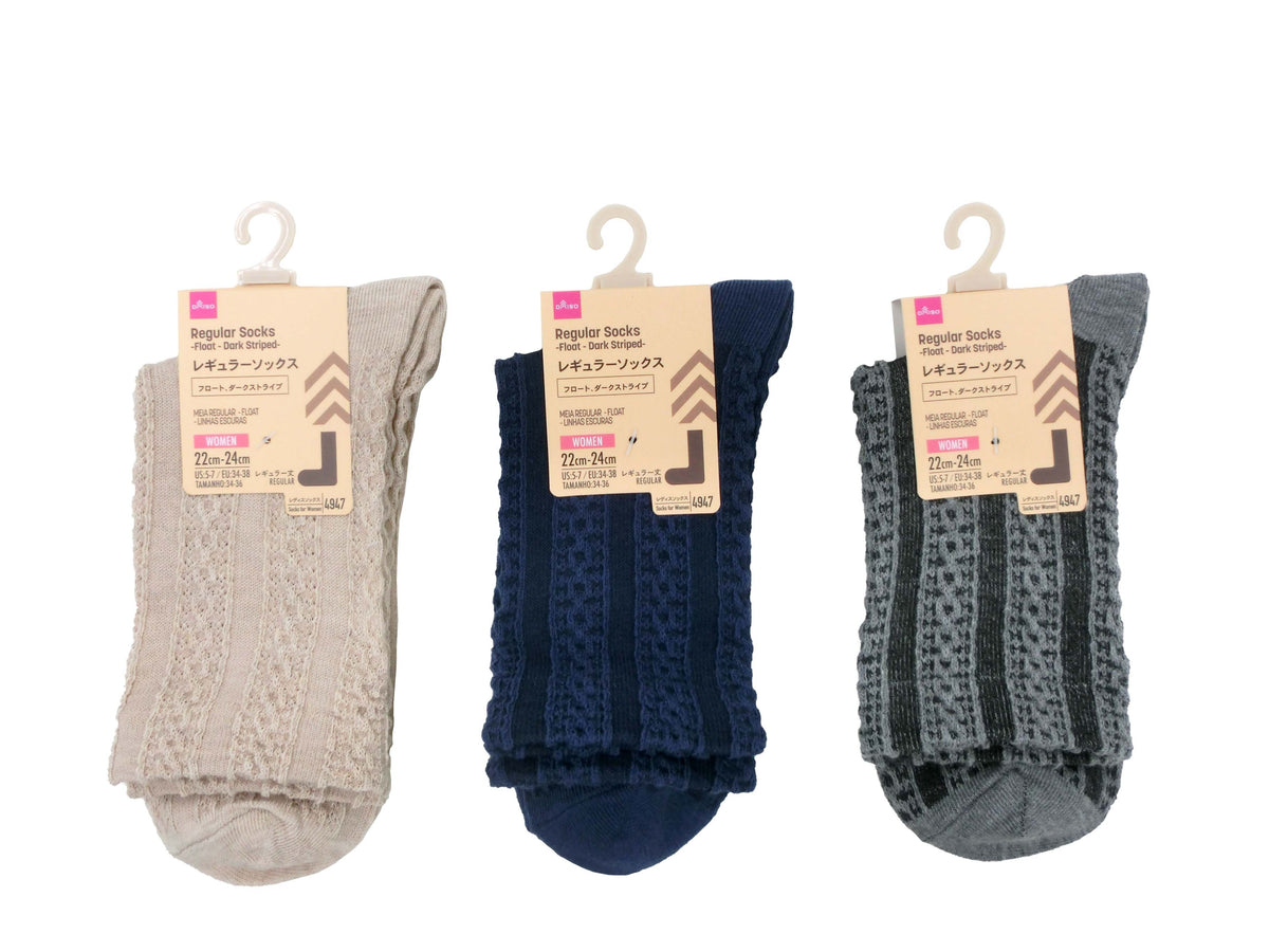 DAISOの靴下 レギュラーソックス（フロート、ダークストライプ） - 100均 通販