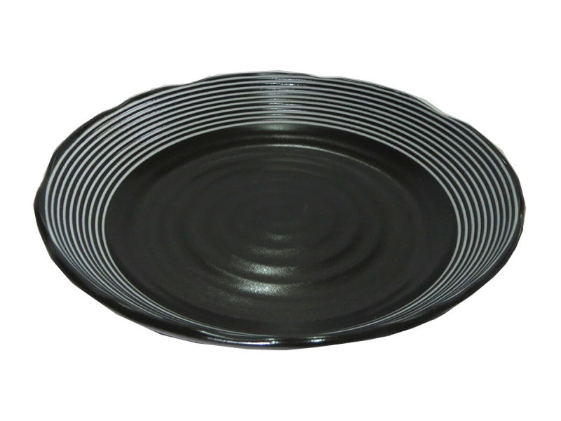 カレー皿（モノトーンリング、黒、約φ２２×Ｈ４ｃｍ）