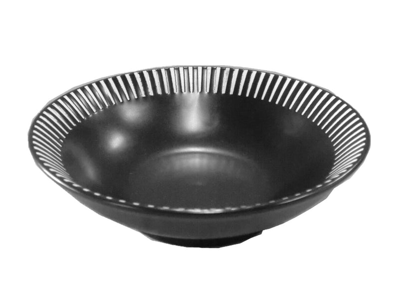 浅鉢（モダンストライプ、黒、約Φ１３．２×Ｈ３．８ｃｍ）