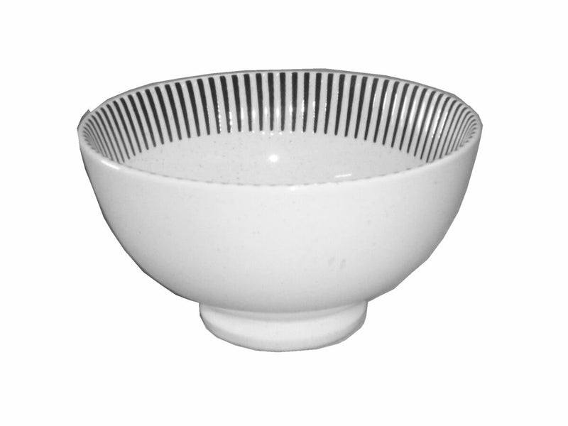 茶碗（モダンストライプ、白、約φ１１．５×Ｈ６．４ｃｍ）