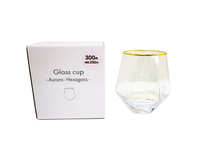 ガラスカップ（オーロラ、六角、約３２０ｍＬ）