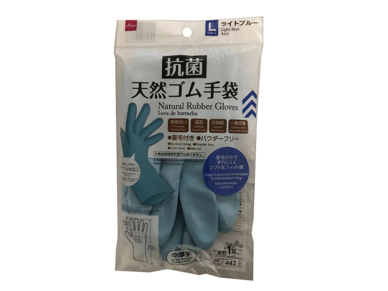 抗菌天然ゴム手袋（裏毛付、ライトブルー、Ｌ）