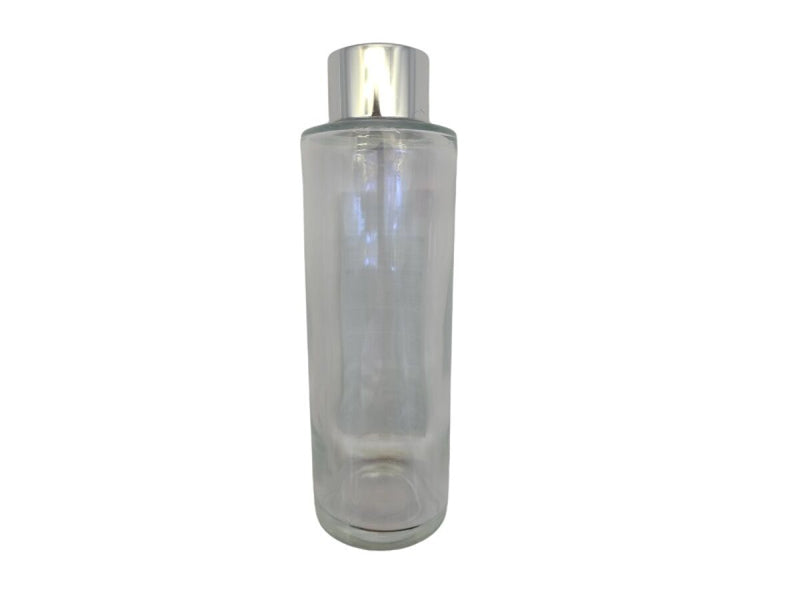 ディフューザー用ガラス瓶（丸型、ロング、シルバーカラー）