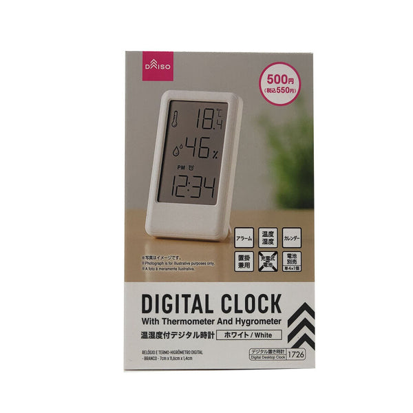 新品 ホワイト 卓上 置き時計 デジタル 湿度計 温度計 - インテリア時計