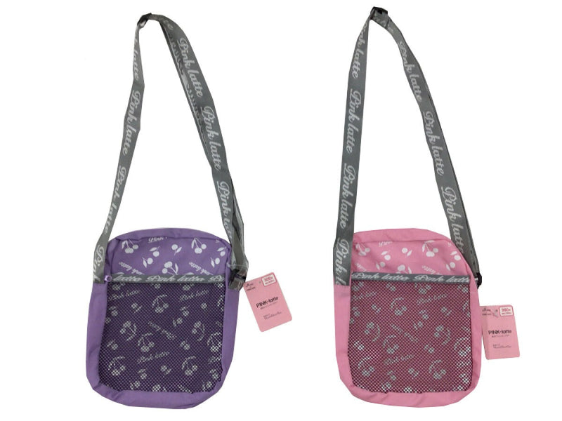 縦型サコッシュ(ピンクラテ、ロゴ)