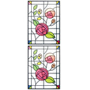 ステンドグラス風シール　長方形タイプ（バラ）