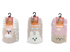 ルームソックス（吸湿発熱、刺繍付、犬、うさぎ、ネコ）