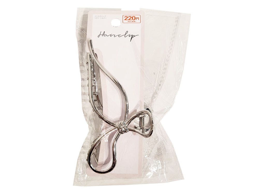 ♡❤︎バンズクリップ83 クール輪っか型合金バンズクリップシルバーラメ付11cm超 ♡❤︎バンズクリップ83 クール輪っか型合金バンズクリップシルバー